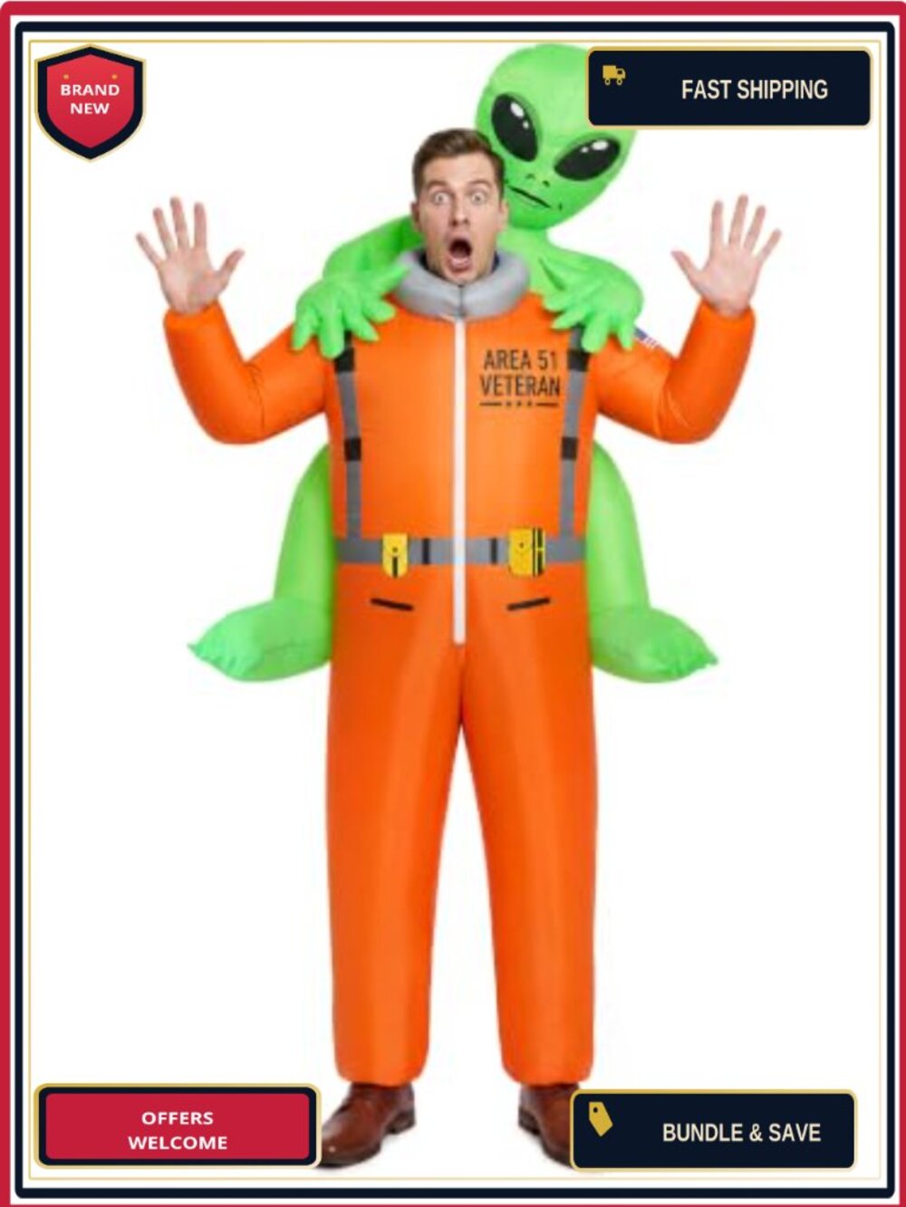 Inflatable Alien Costume with 2 Fans Blow Up Costume for Adults